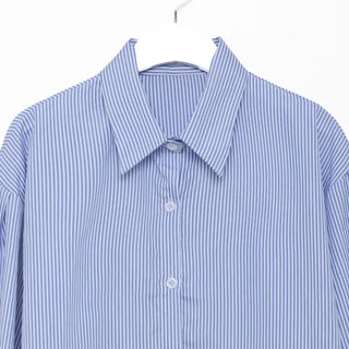 Puff-sleeve striped blouse