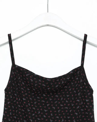Flower Square Neck Ribbed Camisole