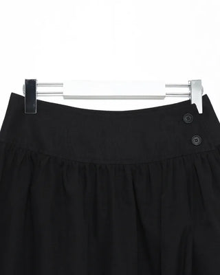 Waist button shirring button midi skirt