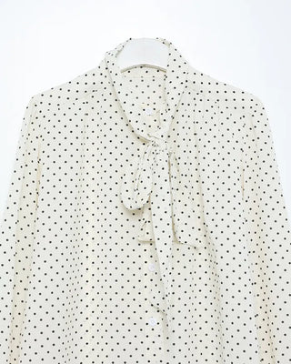 Polka Dot Ribbon Tie Blouse