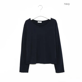 Jewel neck long T-shirt