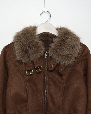 Layered Fur Mouton Jacket