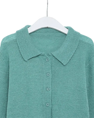Shirt collar knit cardigan