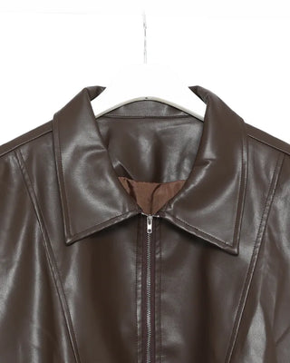 Loose-fit leather jacket