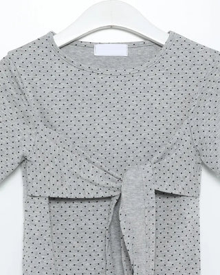 Polka Dot Ribbon Tie Short Sleeve Shirt