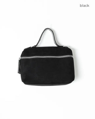 Square suede mini bag with zipper detail