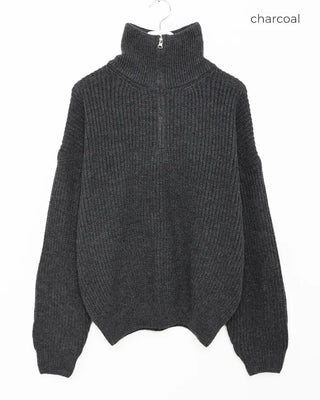 Half-zip ribbed knit
