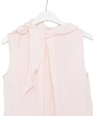 Sleeveless blouse with ribbon neckline