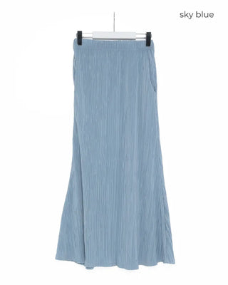 Matte color pleated skirt