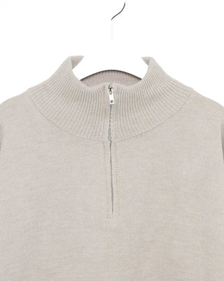 High-neck half-zip waist string sweater