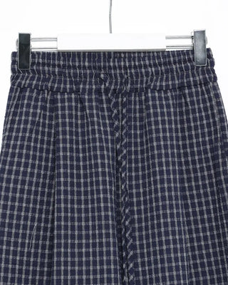 Elastic waistband checkered wide-leg pants