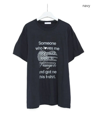 Heart lettering print short-sleeved T-shirt