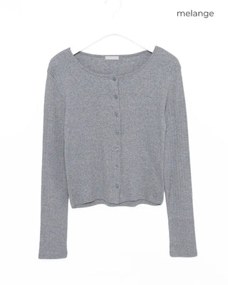Ribbed perforated slim cardigan