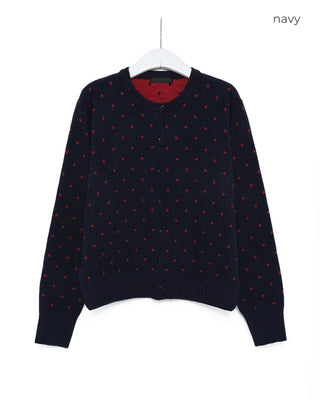 Polka Dot Round Neck Cardigan