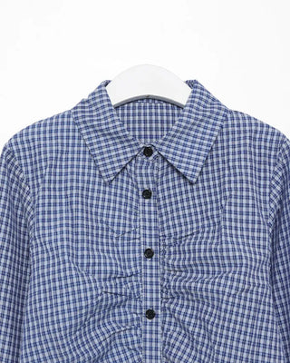 Checked gathered crop shirt