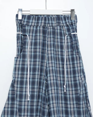 Checked String Point Banding Wide Pants