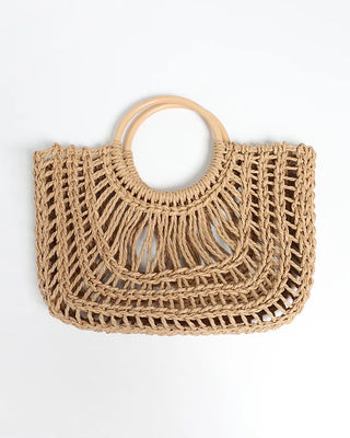 Net rattan tote bag