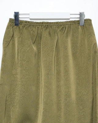 Satin lace detail midi skirt