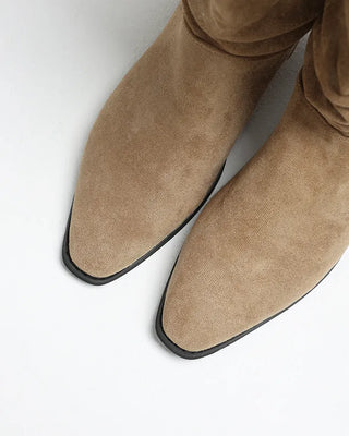 Suede Shirring Long Boots