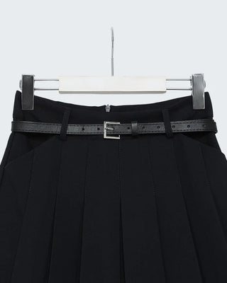 Pleated mini skirt and belt set
