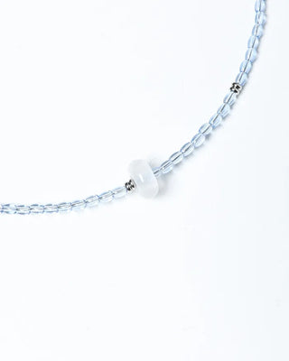 Clear Beads & Silver Flower Necklace