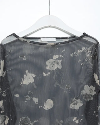 Flower Mesh See-Through Long-Sleeve T-Shirt