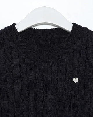 Heart Charm Cable Knit