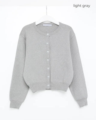 Wool round neck cardigan