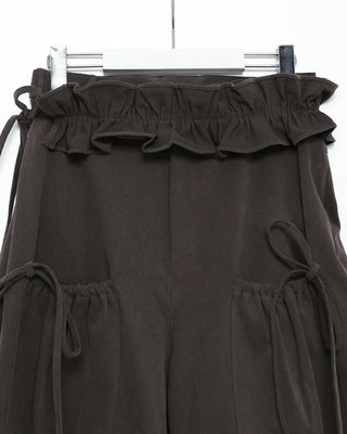 Gathered Belt Set Unique Pocket Peach Cotton Pants