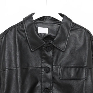 Casual short leather jacket