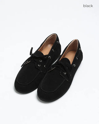 Suede eyelet loafers