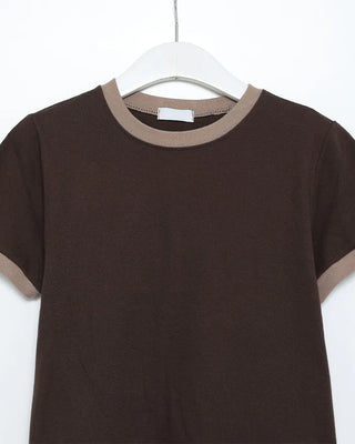 Two-tone half-sleeve T-shirt