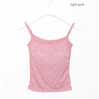 Ribbon flower camisole with built-in cups