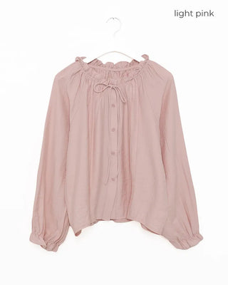 Frill neck ribbon strap blouse