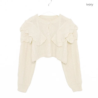 Frill knit crop cardigan