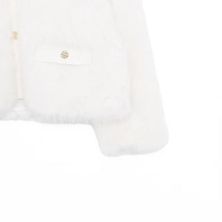Gold button fur jacket