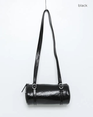Faux leather buckle shoulder bag