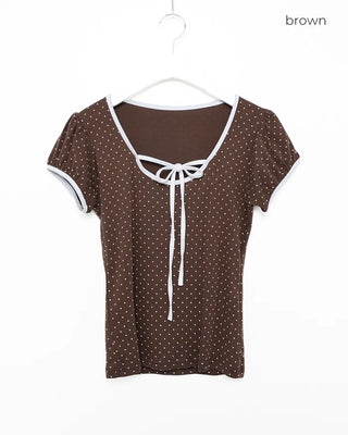 Dot tie half-sleeve T-shirt