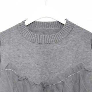 Pleated organza layered knit