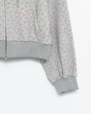 Mini Flower Double Zip Sweatshirt Hoodie