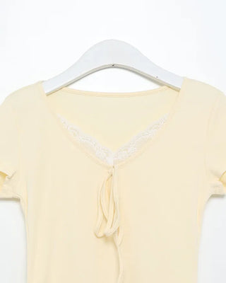 Lace Ribbon Short-Sleeved T-Shirt