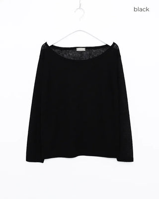 2-way loose sheer summer knit T-shirt