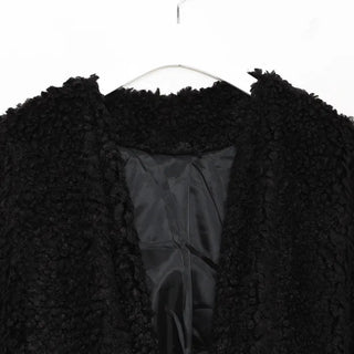 V-neck boa open jacket