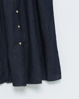 Denim button sleeveless long dress