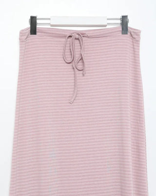Bordered waist drawstring maxi skirt