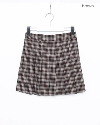 Checked pleated mini skirt