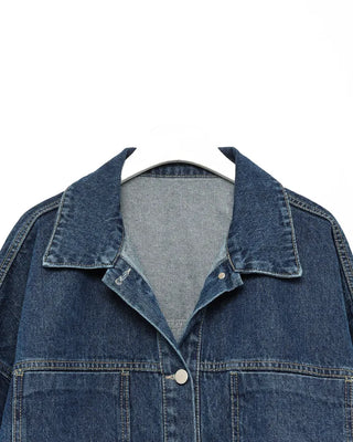 Bust patch pocket oversized denim jacket