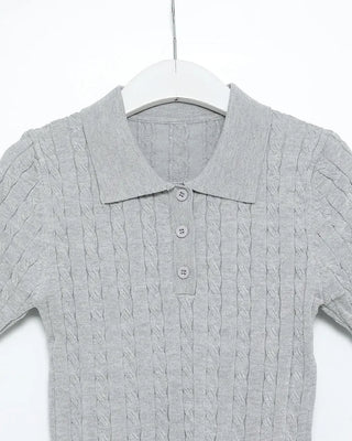 Cable knit slim-fit short-sleeve knit