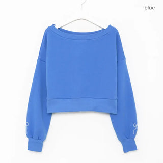 Sleeve Ribbon Off-Shoulder Sweatshirt
