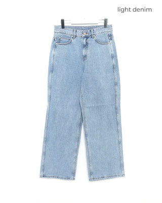 Semi-wide denim pants